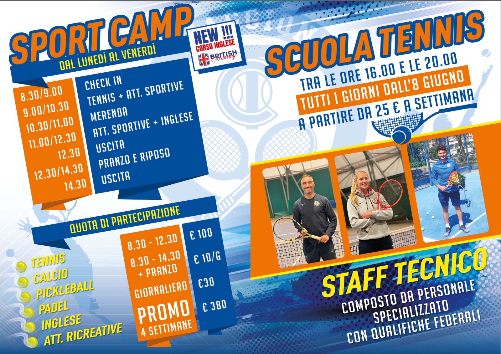 Sport Camp e Scuola Tennis - Estate 2026